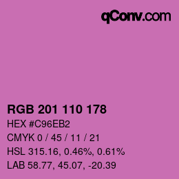 Color code: RGB 201 110 178 | qconv.com