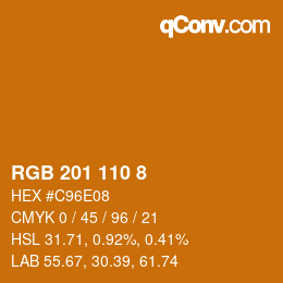 颜色代码: RGB 201 110 8 | qconv.com