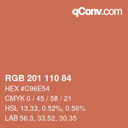颜色代码: RGB 201 110 84 | qconv.com