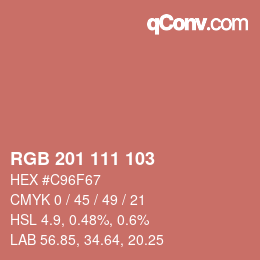 カラーコード: RGB 201 111 103 | qconv.com