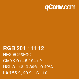 Color code: RGB 201 111 12 | qconv.com