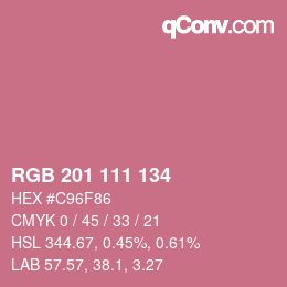 Color code: RGB 201 111 134 | qconv.com