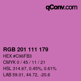 Color code: RGB 201 111 179 | qconv.com