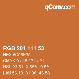 カラーコード: RGB 201 111 53 | qconv.com