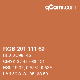 カラーコード: RGB 201 111 69 | qconv.com