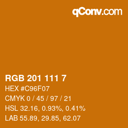 カラーコード: RGB 201 111 7 | qconv.com