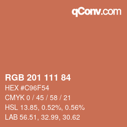Color code: RGB 201 111 84 | qconv.com