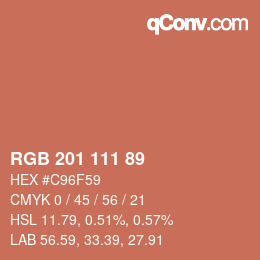 カラーコード: RGB 201 111 89 | qconv.com