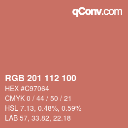 カラーコード: RGB 201 112 100 | qconv.com