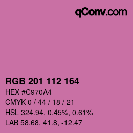 Color code: RGB 201 112 164 | qconv.com