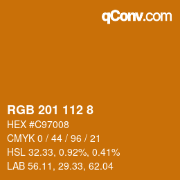 颜色代码: RGB 201 112 8 | qconv.com