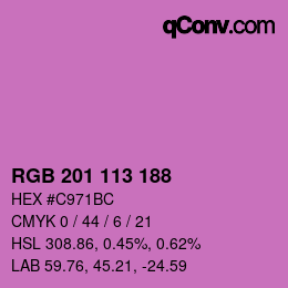 Color code: RGB 201 113 188 | qconv.com