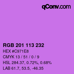 Color code: RGB 201 113 232 | qconv.com