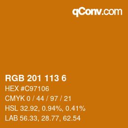 Color code: RGB 201 113 6 | qconv.com