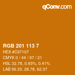 Color code: RGB 201 113 7 | qconv.com