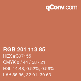 Color code: RGB 201 113 85 | qconv.com
