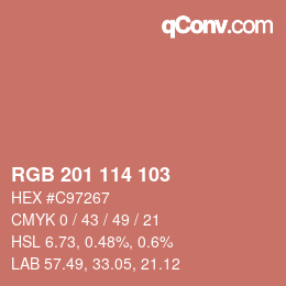 Color code: RGB 201 114 103 | qconv.com