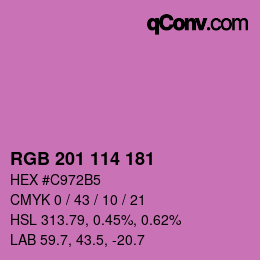 カラーコード: RGB 201 114 181 | qconv.com