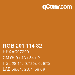 Color code: RGB 201 114 32 | qconv.com