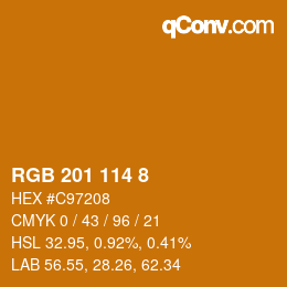 カラーコード: RGB 201 114 8 | qconv.com