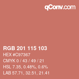 Color code: RGB 201 115 103 | qconv.com