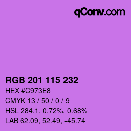 Color code: RGB 201 115 232 | qconv.com