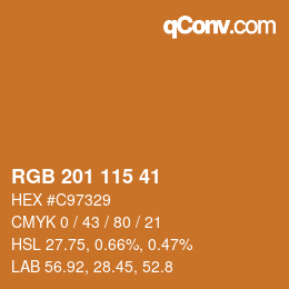 Color code: RGB 201 115 41 | qconv.com