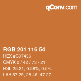 Color code: RGB 201 116 54 | qconv.com
