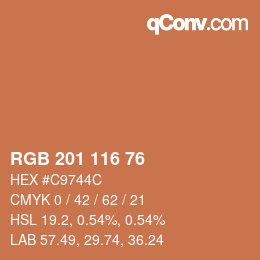 Color code: RGB 201 116 76 | qconv.com