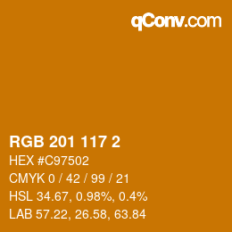 カラーコード: RGB 201 117 2 | qconv.com