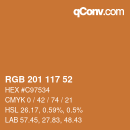 Color code: RGB 201 117 52 | qconv.com