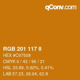 カラーコード: RGB 201 117 8 | qconv.com