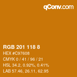 カラーコード: RGB 201 118 8 | qconv.com