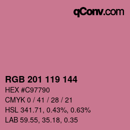 カラーコード: RGB 201 119 144 | qconv.com
