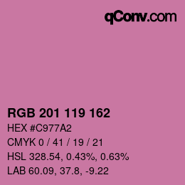 カラーコード: RGB 201 119 162 | qconv.com