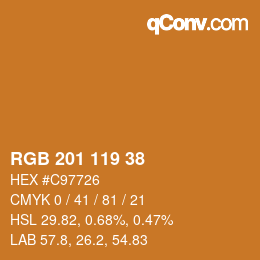 Color code: RGB 201 119 38 | qconv.com