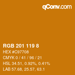 颜色代码: RGB 201 119 8 | qconv.com