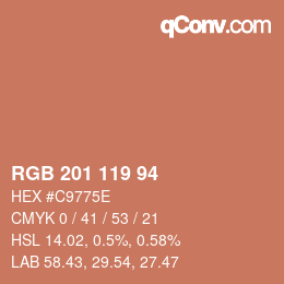Color code: RGB 201 119 94 | qconv.com