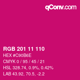 Color code: RGB 201 11 110 | qconv.com