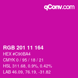 Color code: RGB 201 11 164 | qconv.com