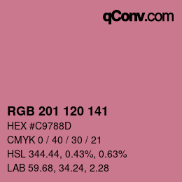 カラーコード: RGB 201 120 141 | qconv.com