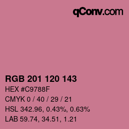 カラーコード: RGB 201 120 143 | qconv.com