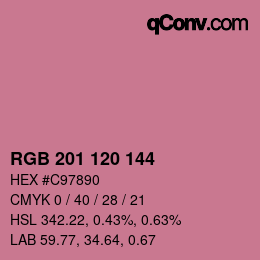 カラーコード: RGB 201 120 144 | qconv.com