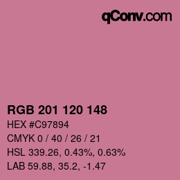 颜色代码: RGB 201 120 148 | qconv.com