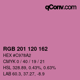 カラーコード: RGB 201 120 162 | qconv.com