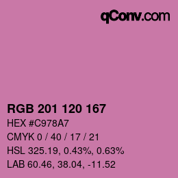 カラーコード: RGB 201 120 167 | qconv.com