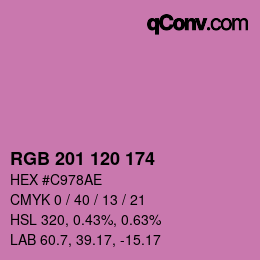 カラーコード: RGB 201 120 174 | qconv.com