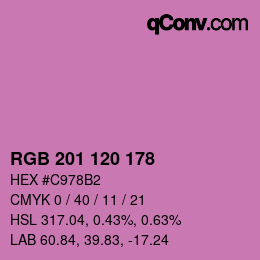 カラーコード: RGB 201 120 178 | qconv.com