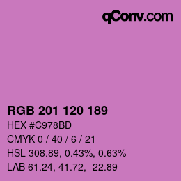 カラーコード: RGB 201 120 189 | qconv.com