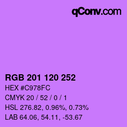 カラーコード: RGB 201 120 252 | qconv.com